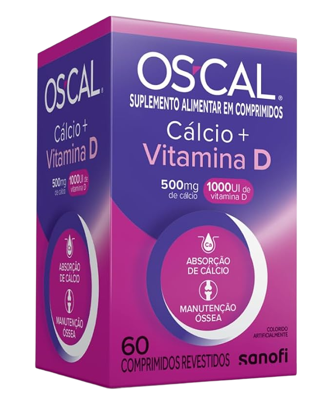 Os-Cal Suplemento alimentar de Cálcio e vitamina D, D-1.000, 60 comprimidos