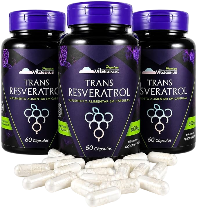 Trans Resveratrol 60 Cápsulas Vegano Sem Glúten